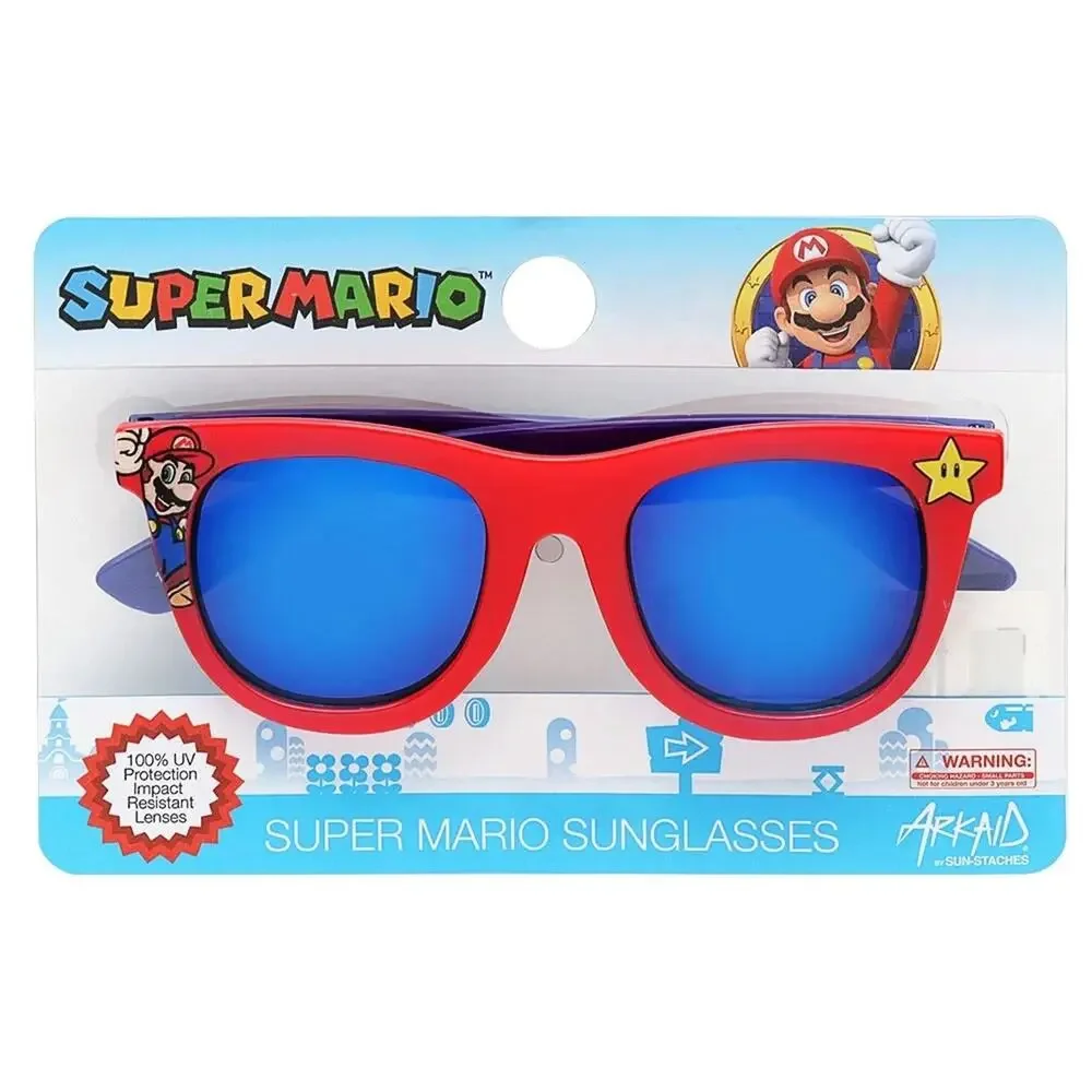 Nintendo Super Mario Brothers Classic Wayfare Style Kids Sunglasses Red and Blue